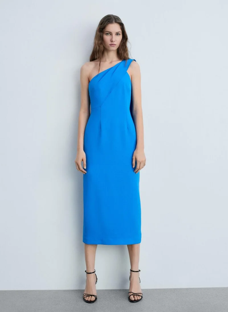 مانجو Asymmetrical Bow-Neck Dress