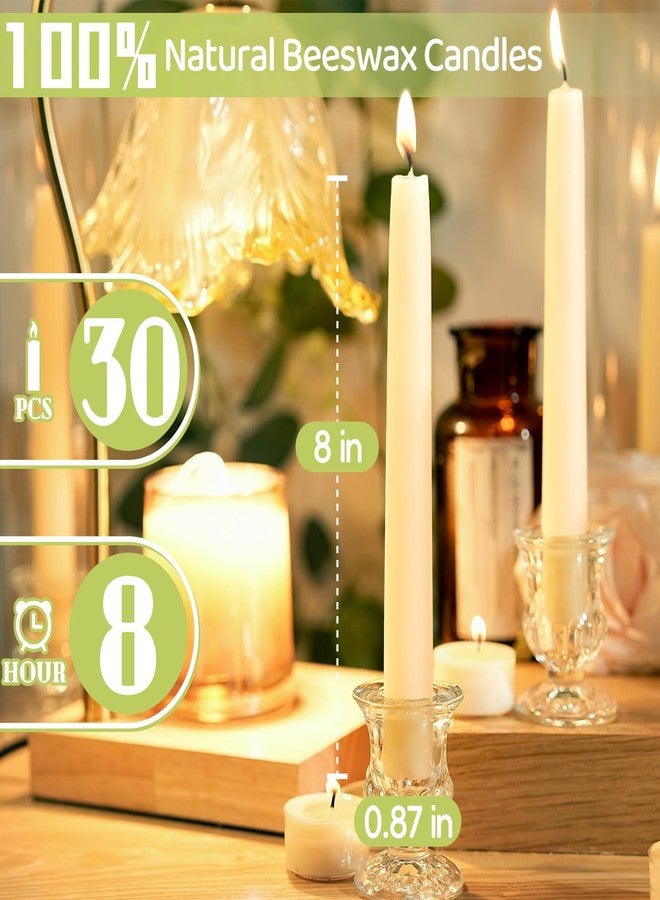 MAKALONE 8in White Beeswax Taper candles-30pcs - Image 3