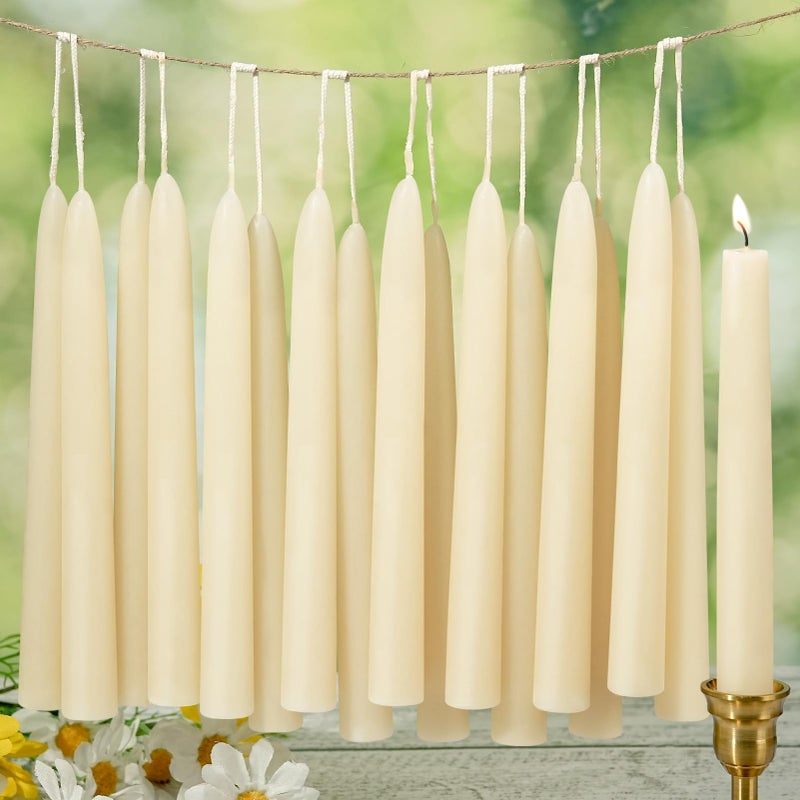 MAKALONE 8in White Beeswax Taper candles-30pcs - Image 1