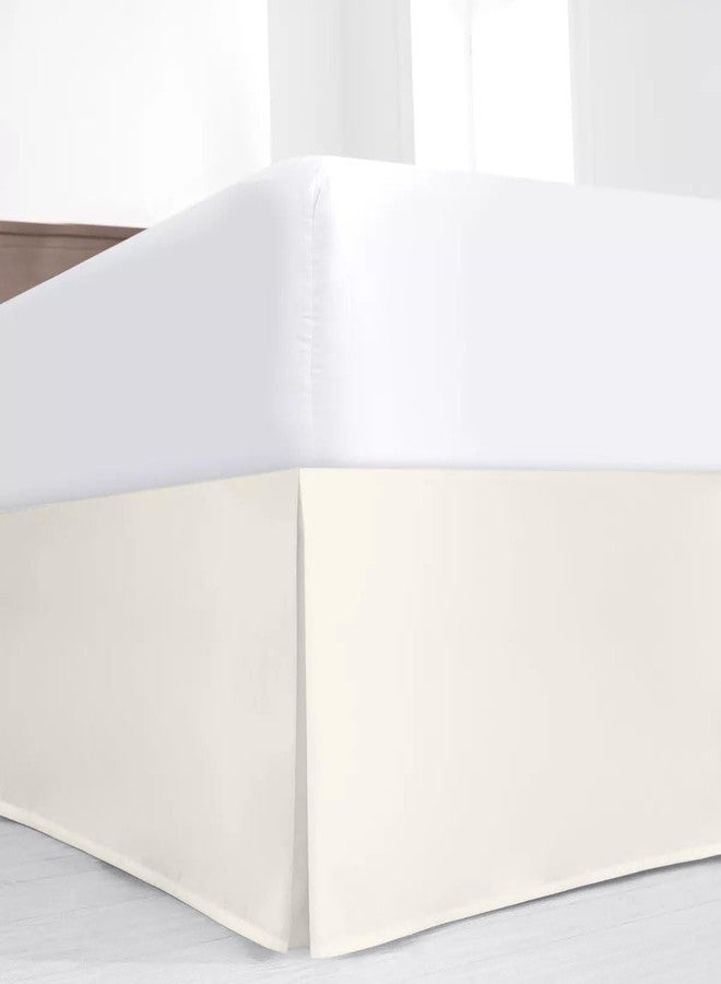 SKY BEDDINGS Luxury Pleated Queen Bed Skirt with Split Corners - 14 Inch Tailored Drop Easy Fit - Pleated Dust Ruffle - 100% Microfiber Soft, Wrinkle-Free Box Pleated Bed Skirts (Ivory, Queen- 14" Drop) - Image 1