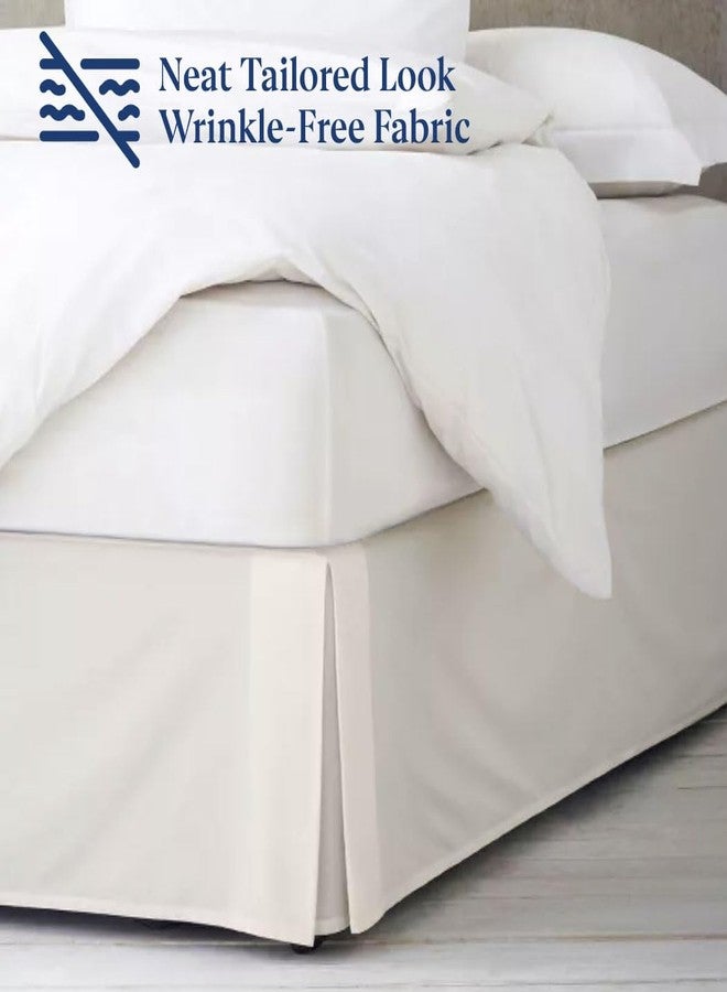 SKY BEDDINGS Luxury Pleated Queen Bed Skirt with Split Corners - 14 Inch Tailored Drop Easy Fit - Pleated Dust Ruffle - 100% Microfiber Soft, Wrinkle-Free Box Pleated Bed Skirts (Ivory, Queen- 14" Drop) - Image 4