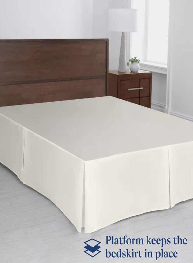 SKY BEDDINGS Luxury Pleated Queen Bed Skirt with Split Corners - 14 Inch Tailored Drop Easy Fit - Pleated Dust Ruffle - 100% Microfiber Soft, Wrinkle-Free Box Pleated Bed Skirts (Ivory, Queen- 14" Drop) - Image 3