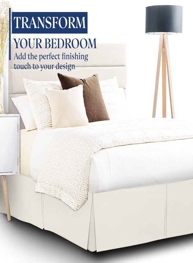 SKY BEDDINGS Luxury Pleated Queen Bed Skirt with Split Corners - 14 Inch Tailored Drop Easy Fit - Pleated Dust Ruffle - 100% Microfiber Soft, Wrinkle-Free Box Pleated Bed Skirts (Ivory, Queen- 14" Drop) - Image 2