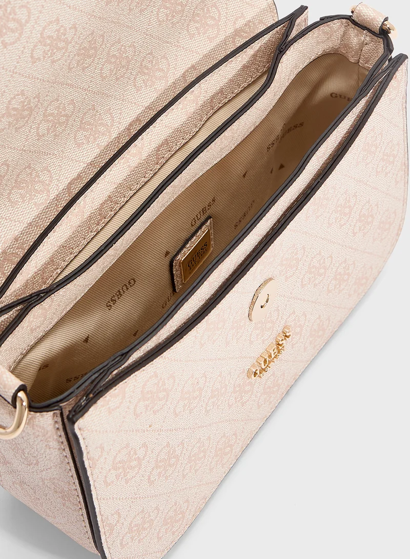 GUESS Orlina Logo Top Handle Flap Satchel