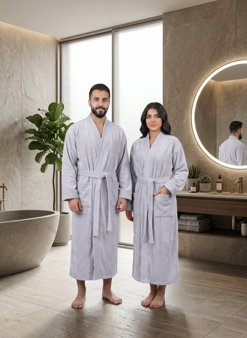 دوناتيلا 1 قطعة رداء حمام للجنسين مقاس XL - ياقة كيمونو، عالي الامتصاص، سريع الجفاف، رداء سبا ناعم مع حزام وجيوب - مايكروفايبر 330 جي إس إم، للاستخدام اليومي - Image 1