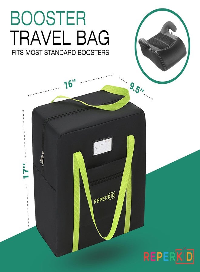 Reperkid Booster Seat Travel Bag for Airplane, Black and Green, 17" H x 16.5" W x 9.5" D, Compatible with Gb Pockit Stroller & Most Boosters- Premium Waterproof Cover, Hand Bag Design, Durable Zipper - Image 5