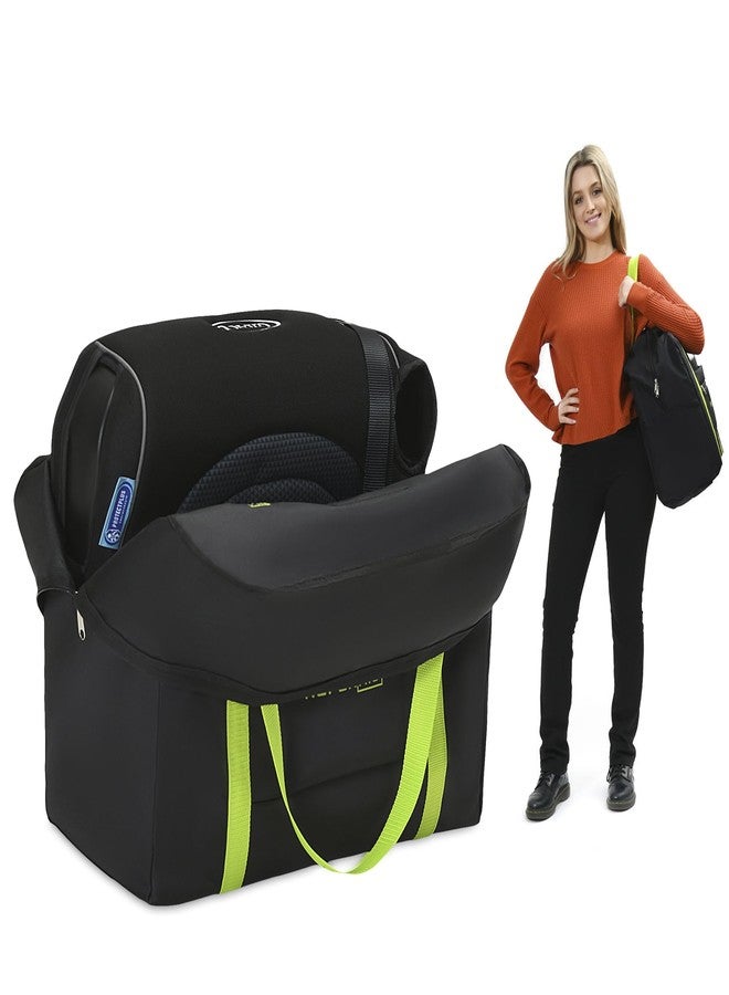 Reperkid Booster Seat Travel Bag for Airplane, Black and Green, 17" H x 16.5" W x 9.5" D, Compatible with Gb Pockit Stroller & Most Boosters- Premium Waterproof Cover, Hand Bag Design, Durable Zipper - Image 1
