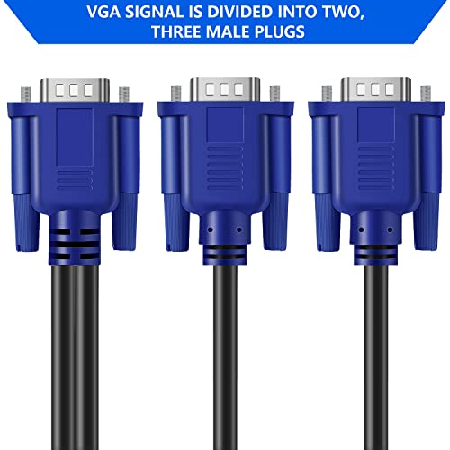 PASOW VGA Splitter Cable (No Screen Extension) 1 Male to 2 Male Dual Monitor Y Adapter 1080P Full HD for projectors, HDTVs, Monitors (5 Feet) - Only for Screen Duplication - Work for Identical Monitor - Image 4