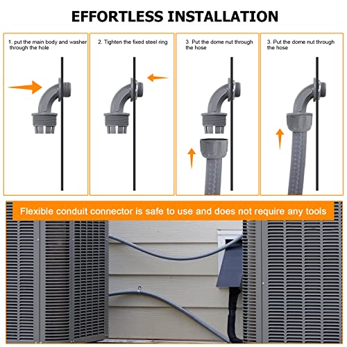 DWALE Liquid-Tight Conduit and Connector Kit,Flexible Non Metallic Liquid Tight Electrical Conduit,1inch25ft Electrical Conduit Kit,with5 Straight and3 Angle Fittings Included,1 in. Dia (25FT) - Image 4
