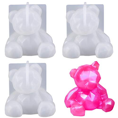 KuuGuu 3 Pack 3D Bear Resin Mold Silicone Fondant Mold Bear Epoxy Soap Mould for Teddy Cake Decoration Chocolate Ice Cream Molds Soap Candle Topper Polymer Clay Mold DIY Crafts Accessories - Image 1