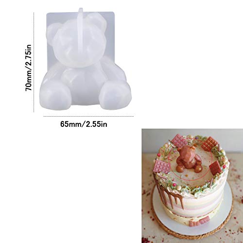 KuuGuu 3 Pack 3D Bear Resin Mold Silicone Fondant Mold Bear Epoxy Soap Mould for Teddy Cake Decoration Chocolate Ice Cream Molds Soap Candle Topper Polymer Clay Mold DIY Crafts Accessories - Image 2