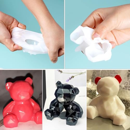 KuuGuu 3 Pack 3D Bear Resin Mold Silicone Fondant Mold Bear Epoxy Soap Mould for Teddy Cake Decoration Chocolate Ice Cream Molds Soap Candle Topper Polymer Clay Mold DIY Crafts Accessories - Image 3