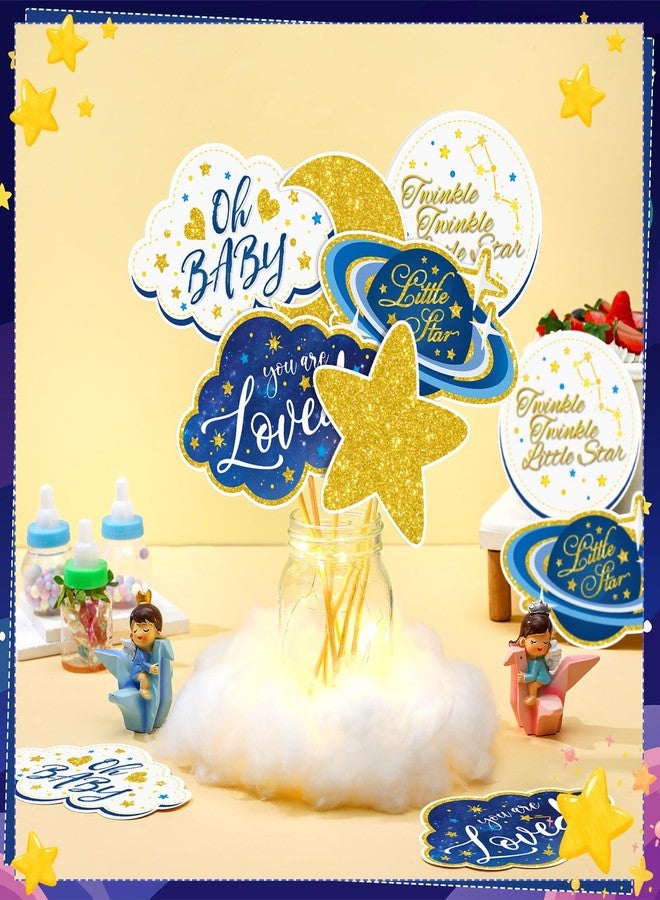Amyhill 6 Sets Twinkle Little Star Baby Shower Centerpiece Gender Reveal Decorations Moon and Stars Decor Starry Birthday Table Toppers Moon Cloud Decoration for Boys Birthday Party Supply(Blue) - Image 4