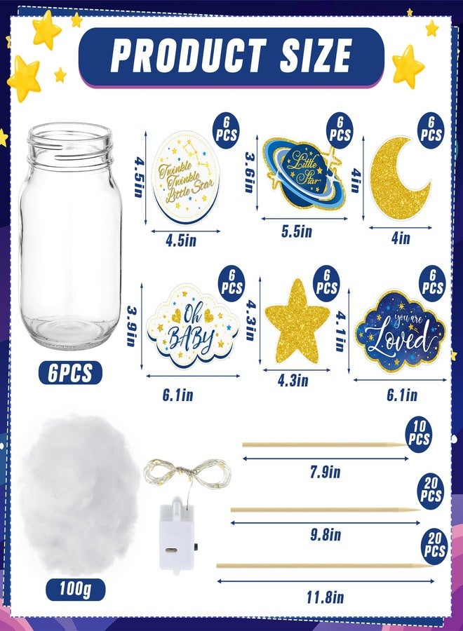 Amyhill 6 Sets Twinkle Little Star Baby Shower Centerpiece Gender Reveal Decorations Moon and Stars Decor Starry Birthday Table Toppers Moon Cloud Decoration for Boys Birthday Party Supply(Blue) - Image 2