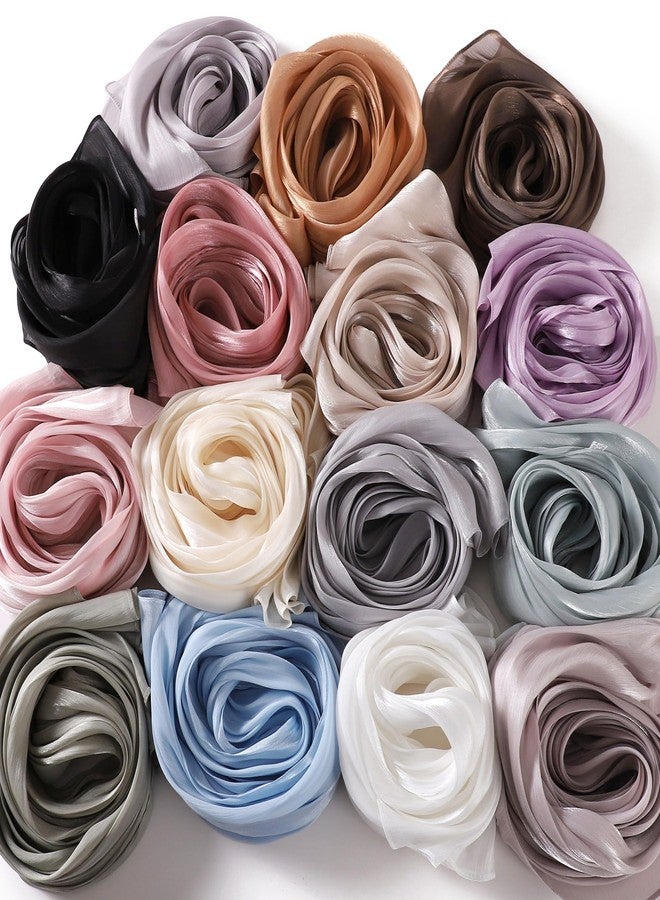 HURESON Women Shimmer Premium Hijab Head Scarf Lightweight Scarves Sheer Crepe Shawls and Wraps for Evening Dresses Soft Shawl (Off white 15#) - Image 4