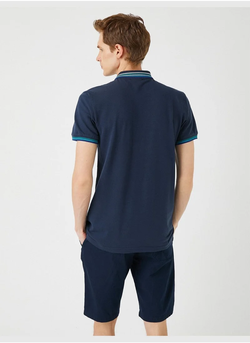 KOTON Slim Fit Embroidered Polo Neck T-Shirt