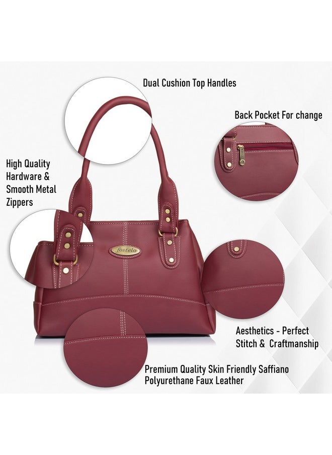 Fostelo Fostelo Women's Vegan Leather Catlin Handbags Shoulder Hobo Bag Ladies Purse (Maroon) (Large)  - Image 2
