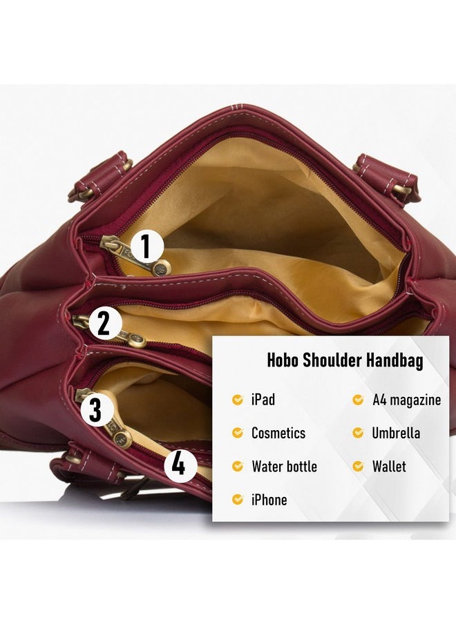 Fostelo Fostelo Women's Vegan Leather Catlin Handbags Shoulder Hobo Bag Ladies Purse (Maroon) (Large)  - Image 5