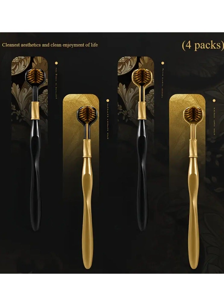 Goolsky 1 Box of 4 Black Golden Toothbrushes, High-Efficiency Three-Sided Soft Bristle, Couple and Adult Family Gift Box, Wide Head, Light Luxury, Deep Cleaning Toothbrush, High-End Luxury Family Toothbrush - Image 5