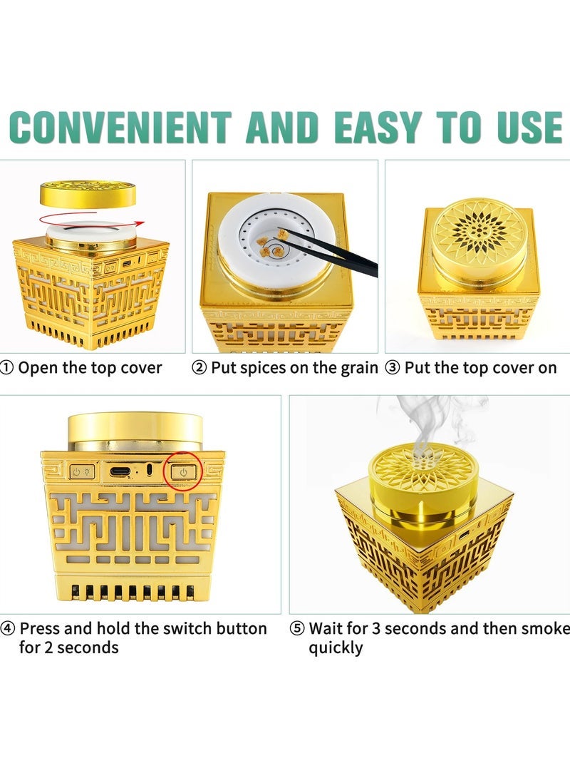 Telawah موقد بخور كهربائي تلواه مع ساعة أذان ومكبر صوت قرآن، مصباح LED وموقد بخور محمول – تصميم متعدد الوظائف للمنزل أو المكتب أو المسجد، مثالي للطقوس الإسلامية واللحظات الروحية - Image 4