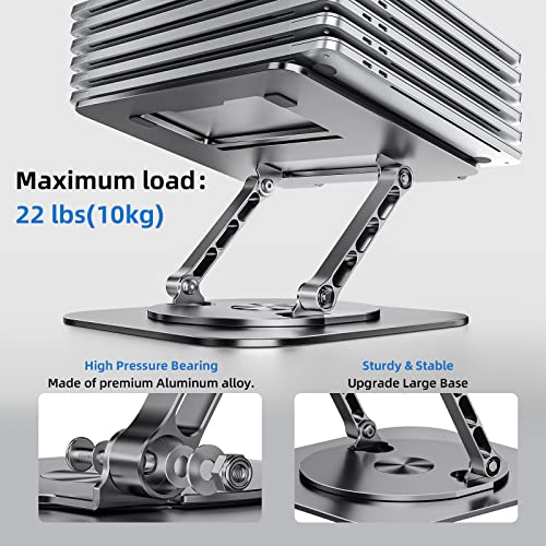 MCHOSE Laptop Stand with 360° Rotating Base, Foldable Adjustable Computer Holder, Ergonomic Design Compatible with MacBook Air Pro, Dell XPS, HP, Lenovo More 10-17" (A-Space Grey) - Image 5