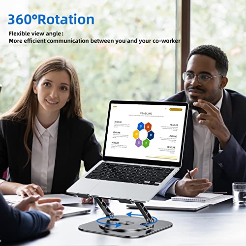 MCHOSE Laptop Stand with 360° Rotating Base, Foldable Adjustable Computer Holder, Ergonomic Design Compatible with MacBook Air Pro, Dell XPS, HP, Lenovo More 10-17" (A-Space Grey) - Image 2