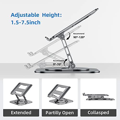 MCHOSE Laptop Stand with 360° Rotating Base, Foldable Adjustable Computer Holder, Ergonomic Design Compatible with MacBook Air Pro, Dell XPS, HP, Lenovo More 10-17" (A-Space Grey) - Image 3