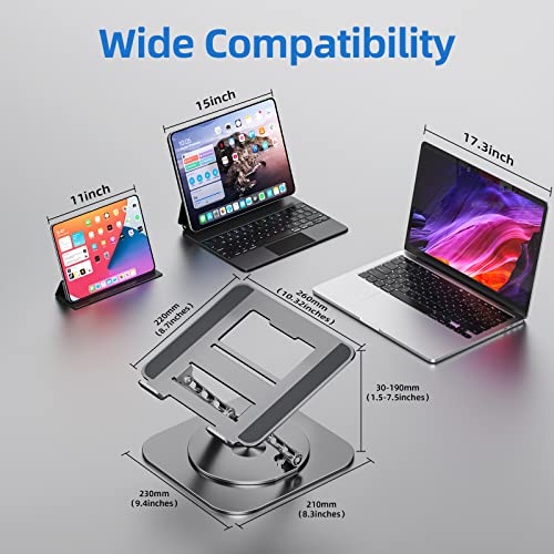 MCHOSE Laptop Stand with 360° Rotating Base, Foldable Adjustable Computer Holder, Ergonomic Design Compatible with MacBook Air Pro, Dell XPS, HP, Lenovo More 10-17" (A-Space Grey) - Image 4