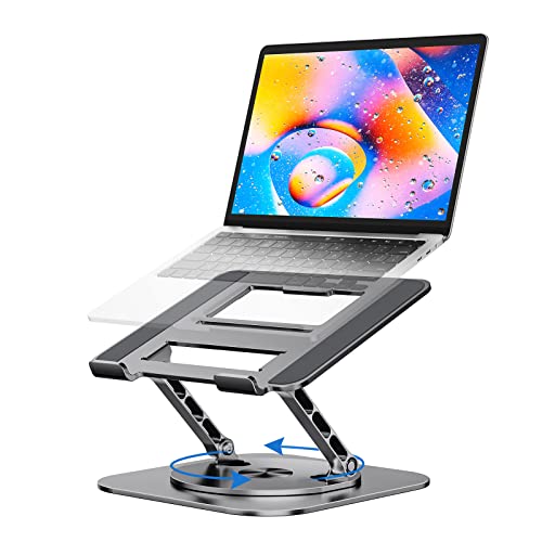 MCHOSE Laptop Stand with 360° Rotating Base, Foldable Adjustable Computer Holder, Ergonomic Design Compatible with MacBook Air Pro, Dell XPS, HP, Lenovo More 10-17" (A-Space Grey) - Image 1