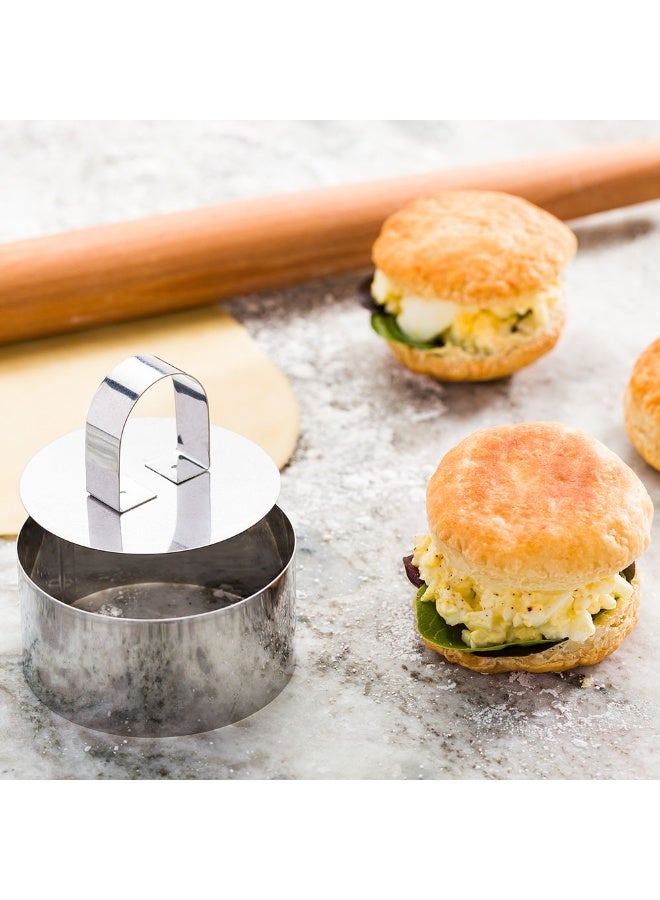 Restaurantware Pastry Tek 3 x 1.6 Inch Cake Ring Mold, 1 Round Cooking Ring With Food Press - Small, Dishwasher-Safe, Stainless Steel Mousse Mold, Oven-Safe, For Pancakes, Cheesecakes, or Cookies  - Image 3