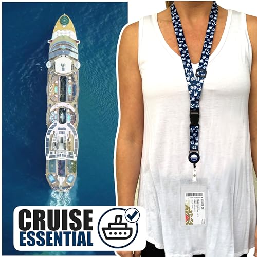 Cruise On Cruise Lanyard for Ship Cards – 2-Pack Retractable Badge & Waterproof Key Card Holder for Ship Cards – Cruise Essentials 2026-2027, Perfect for Travel & Vacation (Blue & White) - Image 2