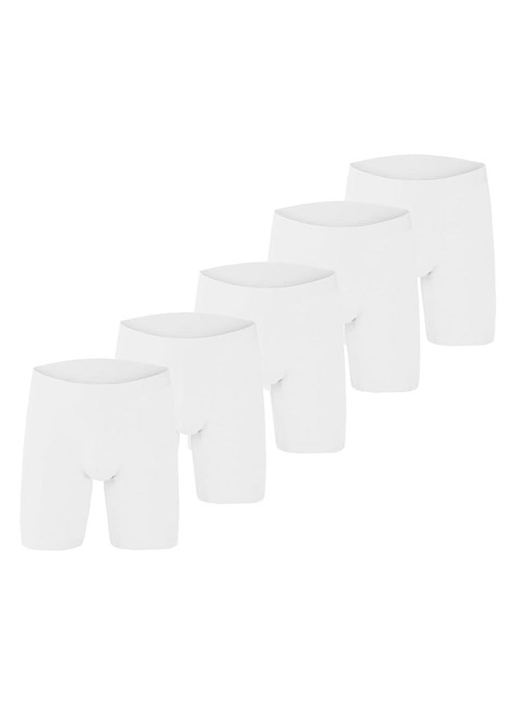 infino Men's 5-Pack Boxer Briefs - Mid-Rise, Anti-Chafing Stretch Cotton, Breathable Athletic Underwear in Pure White - Available in XL 
