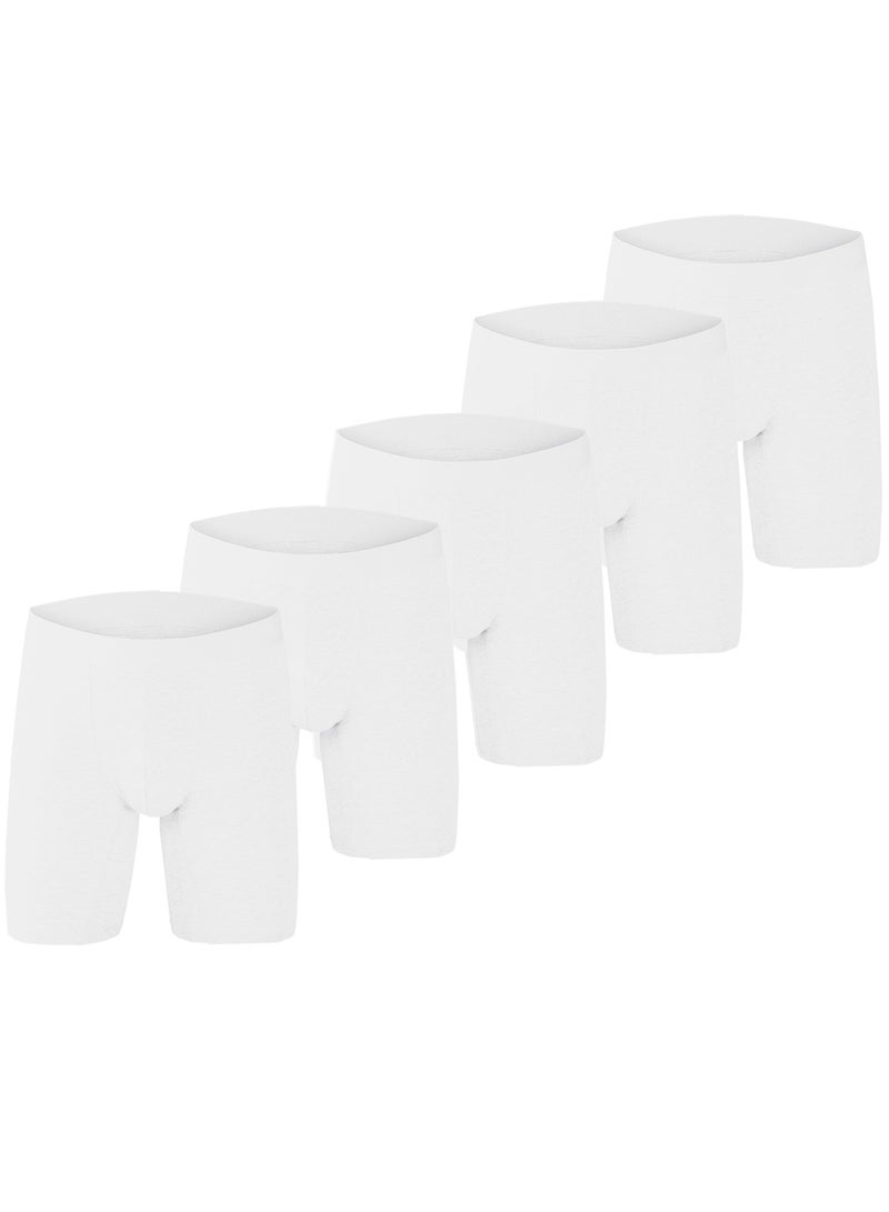 infino Men's 5-Pack Boxer Briefs - Mid-Rise, Anti-Chafing Stretch Cotton, Breathable Athletic Underwear in Pure White - Available in XL - Image 1