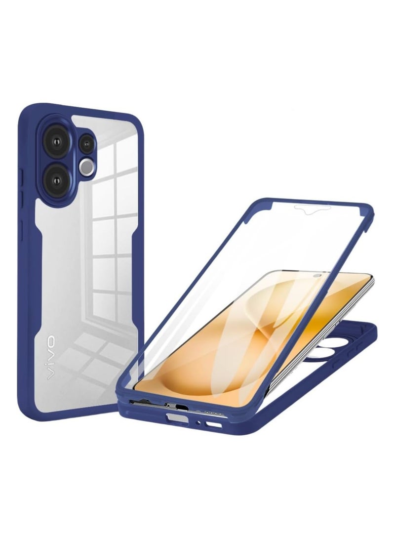 "غلاف واقي شفاف متوافق مع هاتف Vivo V60 5G [مزود بحامي شاشة مدمج] غلاف هاتف شفاف كامل للهاتف، غلاف واقي مقاوم للصدمات لـ Vivo V60"