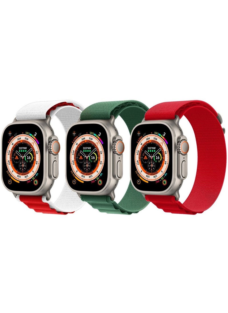 CATANES - 3 Pack For Apple Watch Band 49mm 45mm 44mm 42mm Alpine Loop Band Women Men Adjustable with Metal G-Hook Strap for iWatch Ultra Series SE 8/7/6/5/4/3/2/1 Multicolour - Image 1
