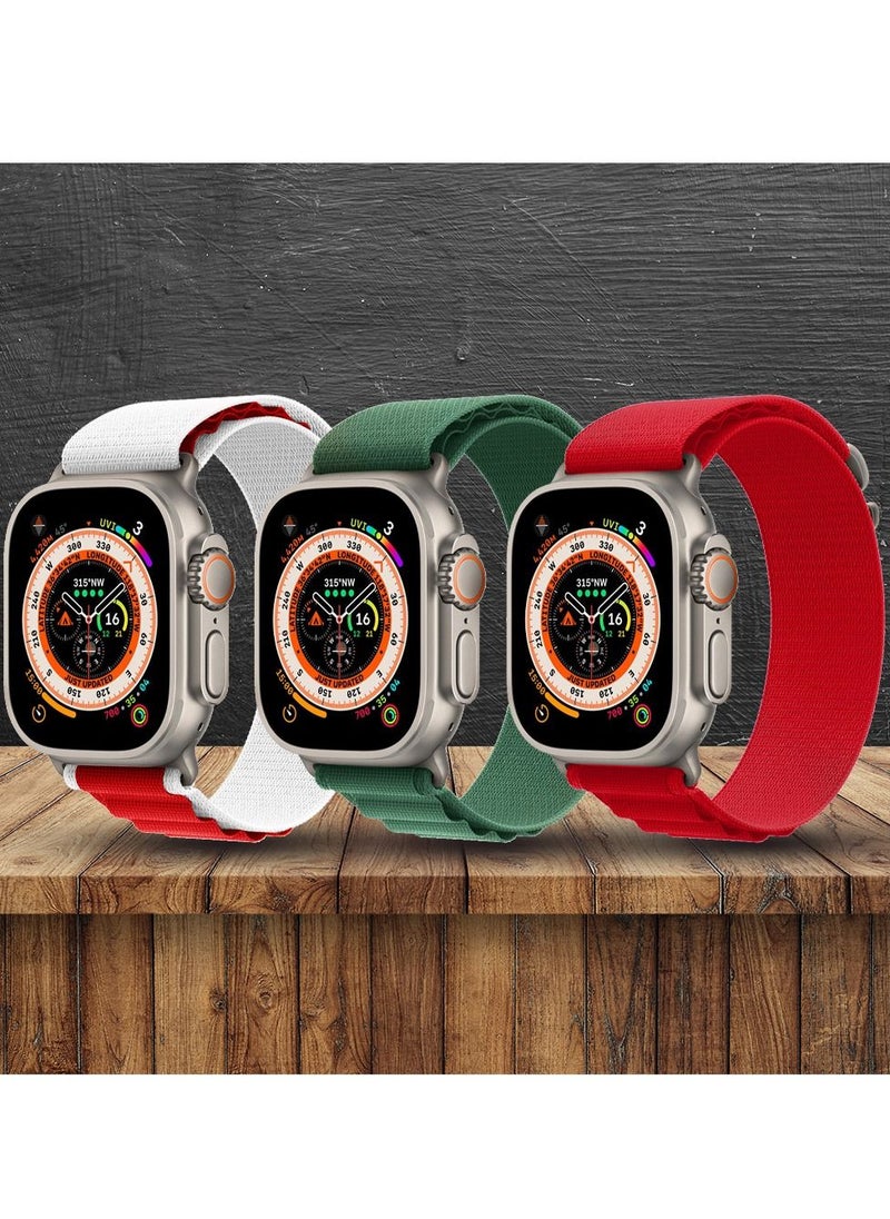 CATANES - 3 Pack For Apple Watch Band 49mm 45mm 44mm 42mm Alpine Loop Band Women Men Adjustable with Metal G-Hook Strap for iWatch Ultra Series SE 8/7/6/5/4/3/2/1 Multicolour - Image 1