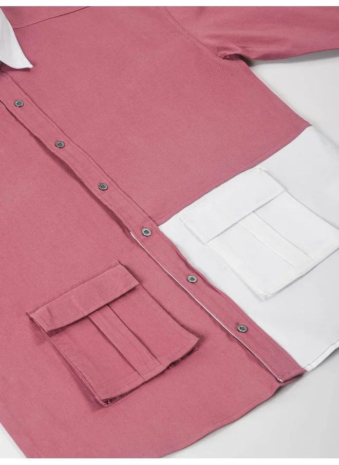 بيونغ Mauve Color Block Urban Shirt for Men