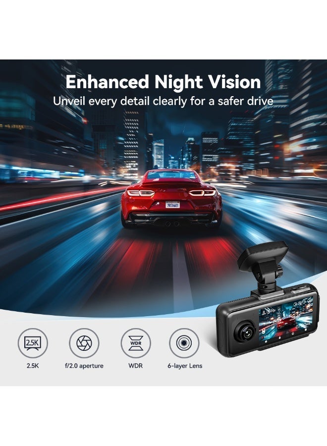 REDTIGER A6 3 Cameras Front/Cabin/Rear Cam 4K Dash Cam Built-in 5.8Ghz WiFi GPS Car DVR Night Vision Parking Monitor 3 Cameras - Image 4