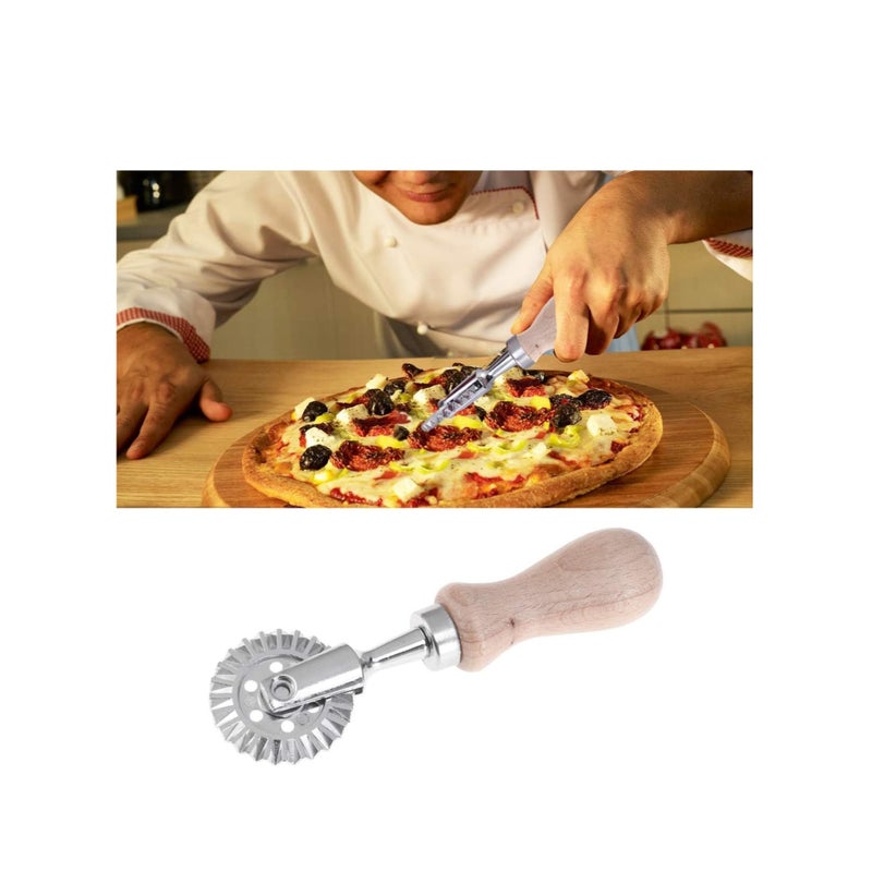 SOLARAE Pastry and Pasta Cutter Wheel, Stainless Steel Biscuit Mold Cookie Cutter Lace-up Embossed Baking Tool Dessert Pastry Mold with Wooden Handle - Image 5