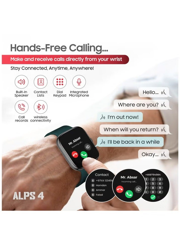 SWISS MILITARY Swiss Military ALPS4 Smartwatch – Stylish AMOLED Wearable with Bluetooth Calling, Health Monitoring, Wireless Charging & Multilingual Support - Green  - Image 4