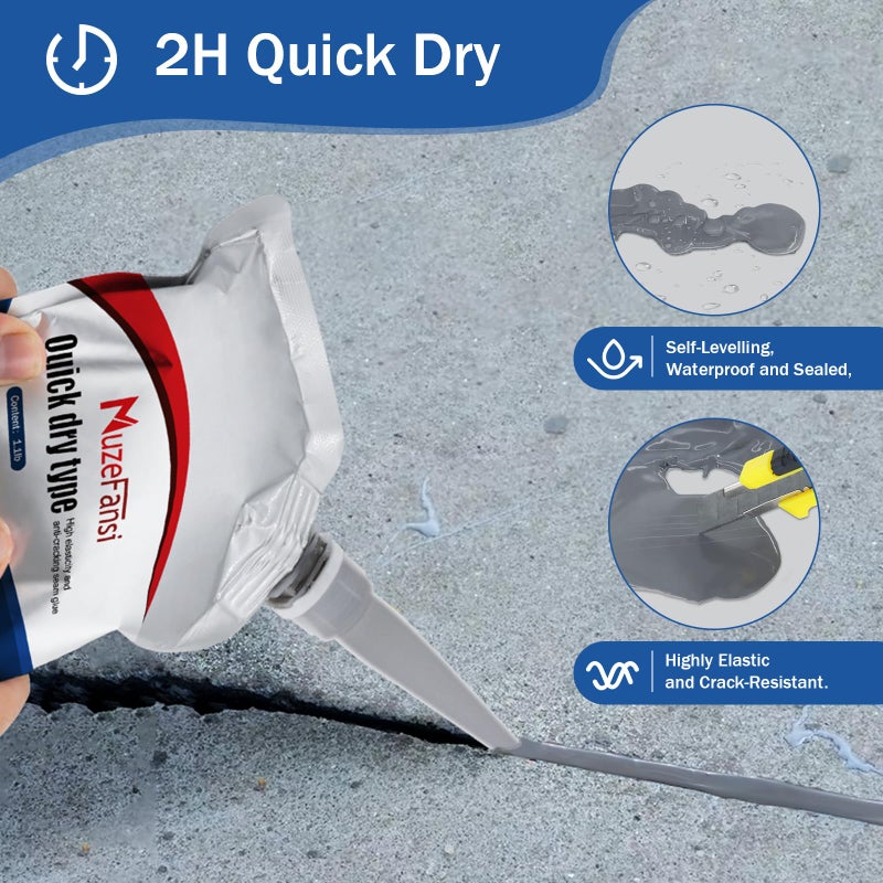 MuzeFansi Cement Crack Sealant,Premium Concrete Crack Filler, Waterproof Repair Sealant, Weather-Resistant Caulking Glue, Quick-Drying Sealing Adhesive for Concrete(2 pcs) - Image 3