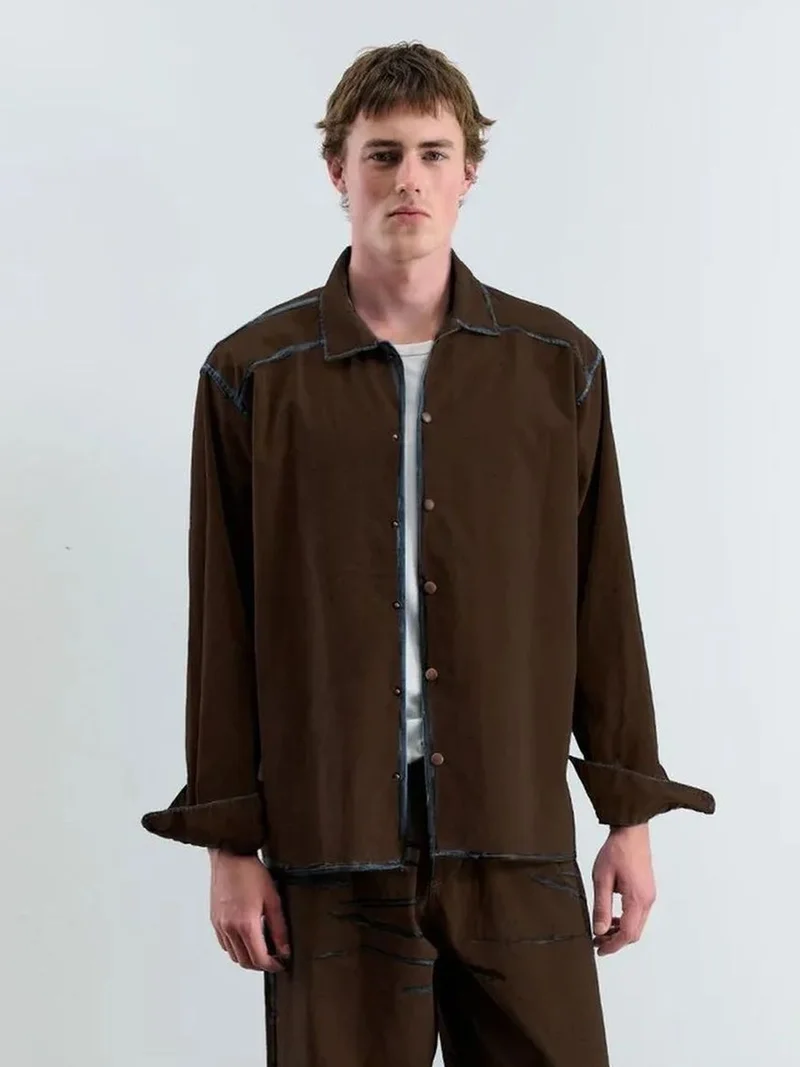 Giesto GIESTO Textured Button-Up Long Sleeve Shirt