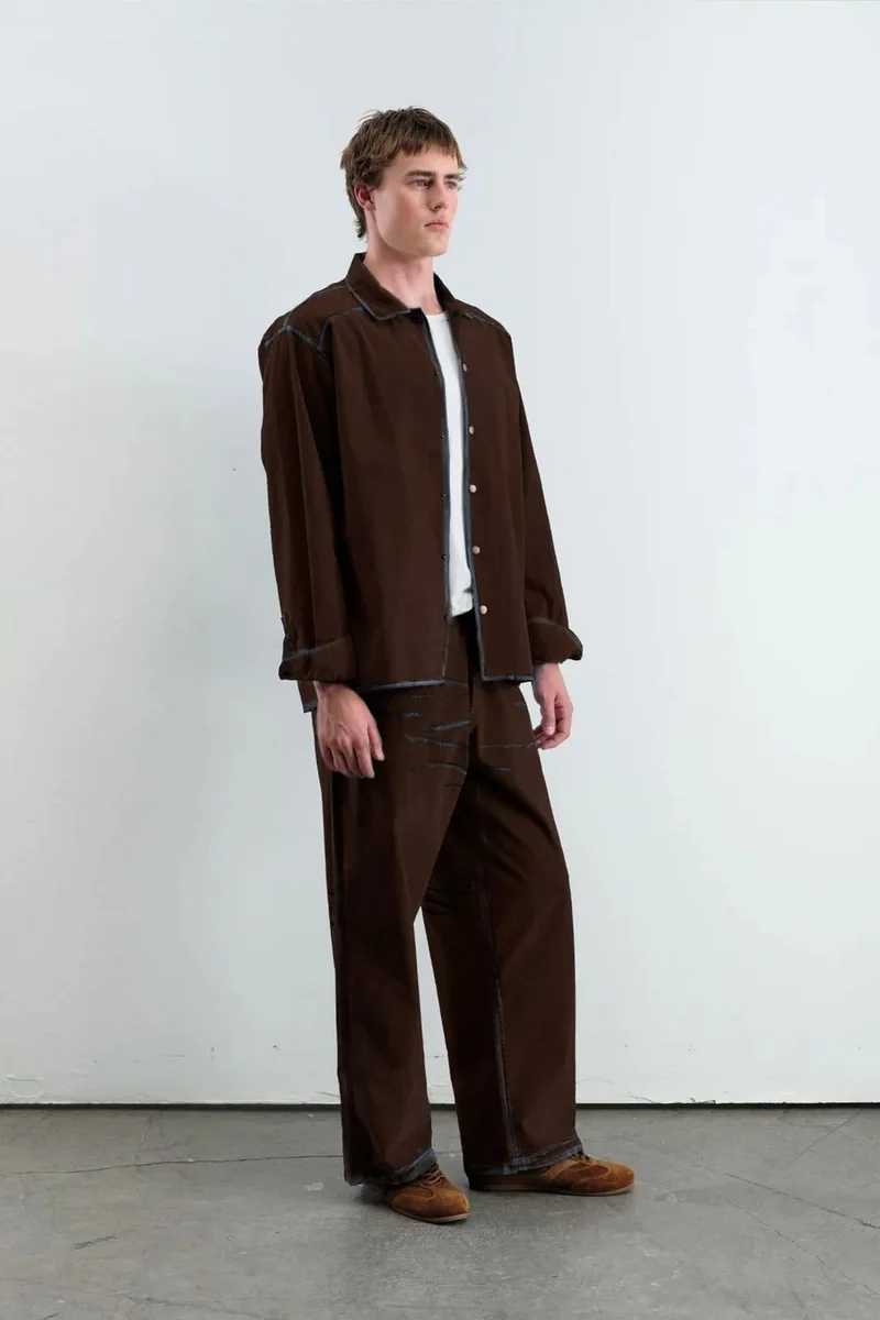 Giesto Mocha Brown GIESTO Textured Button-Up Long Sleeve Shirt for Men | Best Price UAE