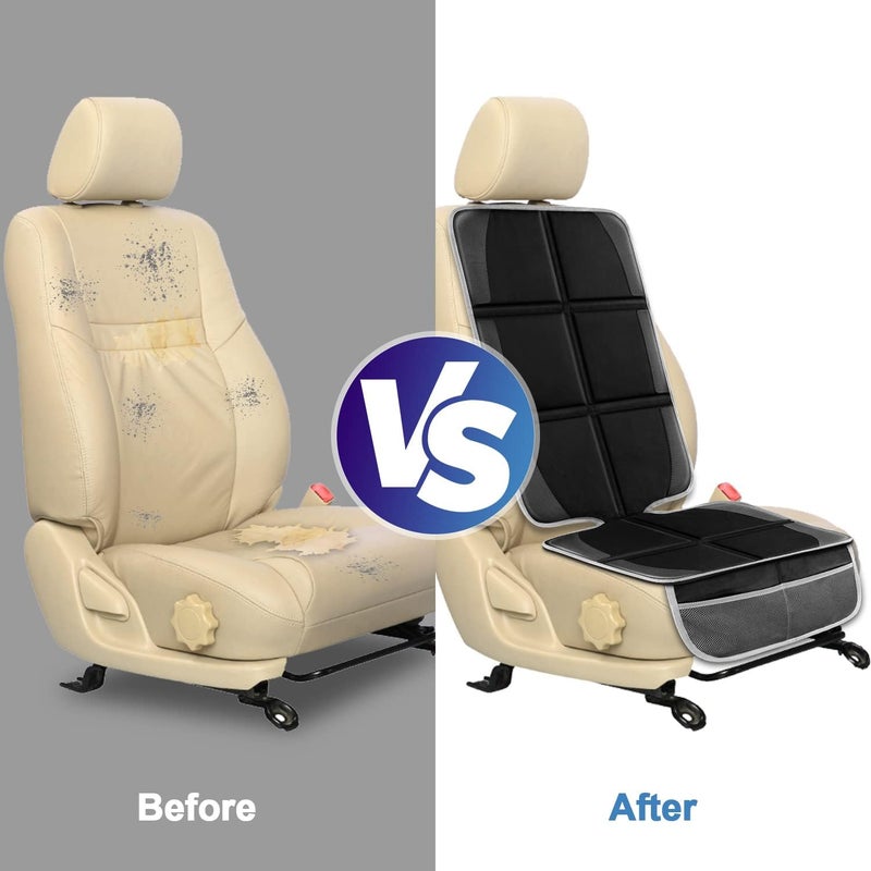 Cestbella Car Seat Protector Thick Padding: Car Seat Protect Mat Waterproof for Baby Child Safety Seat - Non-slip Auto Backing Driver Seat Cover Durable with 2 Mesh Storage Pockets (2 pack) - Image 4