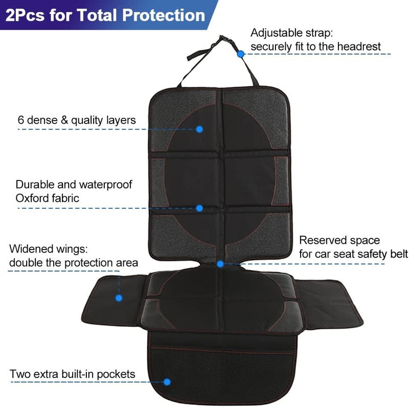 Cestbella Car Seat Protector Thick Padding: Car Seat Protect Mat Waterproof for Baby Child Safety Seat - Non-slip Auto Backing Driver Seat Cover Durable with 2 Mesh Storage Pockets (2 pack) - Image 5