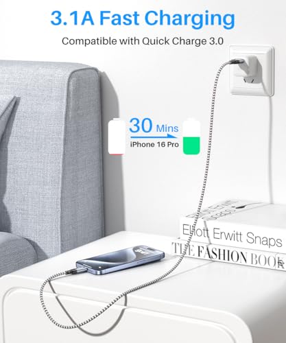 LDLrui USB A to USB C 3.1 Gen 2 Cable, Type C 3A Fast Charge & 10Gbps Data Sync Cable for MacBook, Galaxy S20, Samsung T7, Portable SSD, SSD, Oculus Quest, Android Auto, Black-and-White, 6FT, 1Pack - Image 2