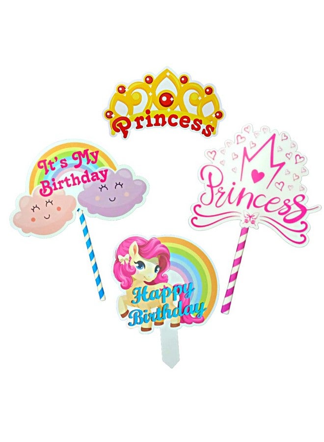 FI - FLICK IN FI - FLICK IN 76 pcs 1st Birthday Decoration for Girls Castle Cutouts Curtain Princess Theme Birthday Party Decorations Number 1 Foil Balloon Anna Elsa Bday Decoration (Pack of 76, Pink)  - Image 4
