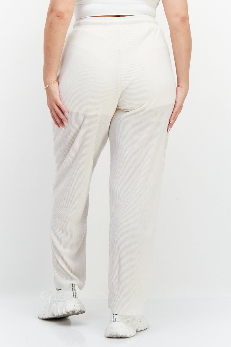 adidas Originals Women Regular Fit Brand Logo Wide Leg Pant, Beige - Image 3