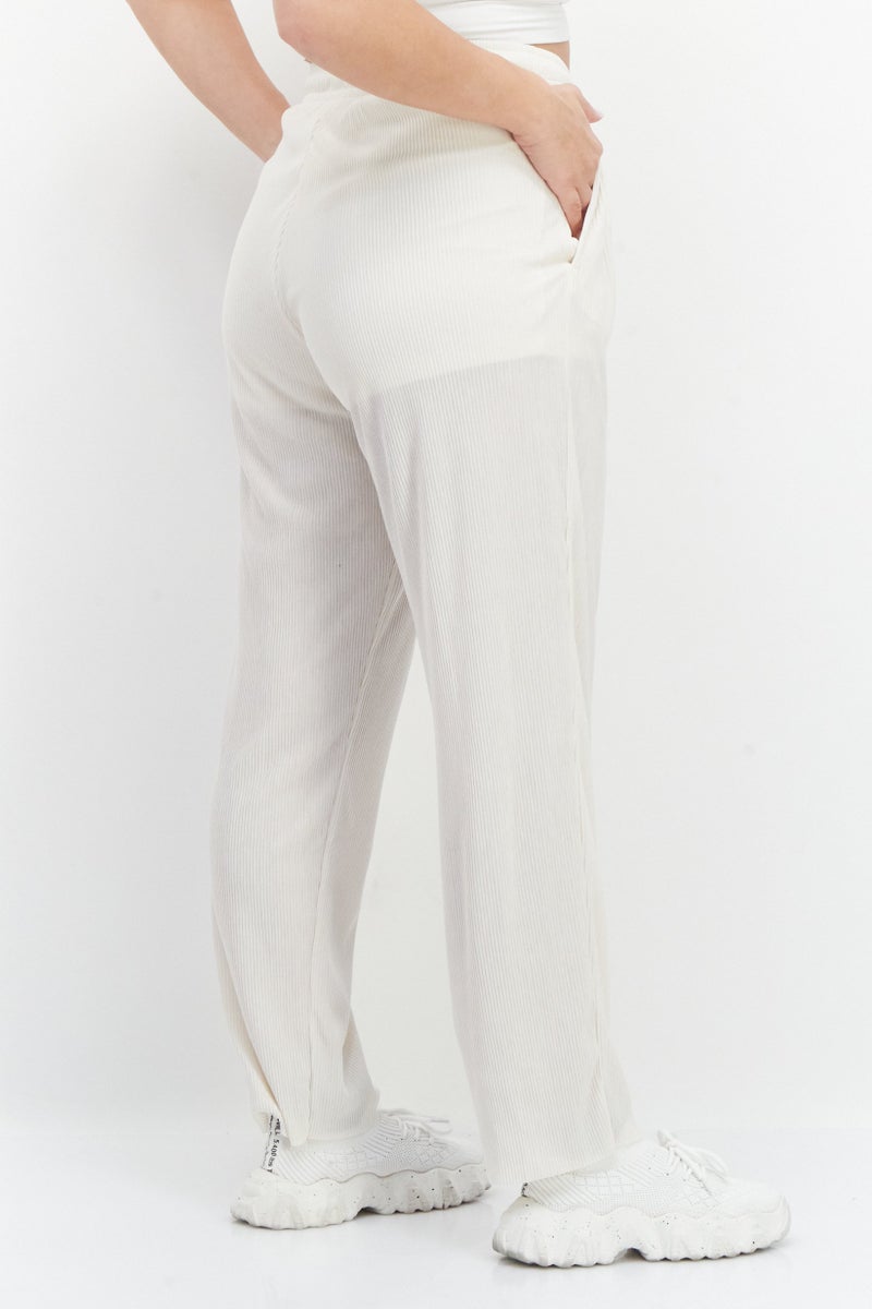 adidas Originals Women Regular Fit Brand Logo Wide Leg Pant, Beige - Image 4