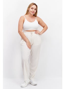adidas Originals Women Regular Fit Brand Logo Wide Leg Pant, Beige  - Image 2